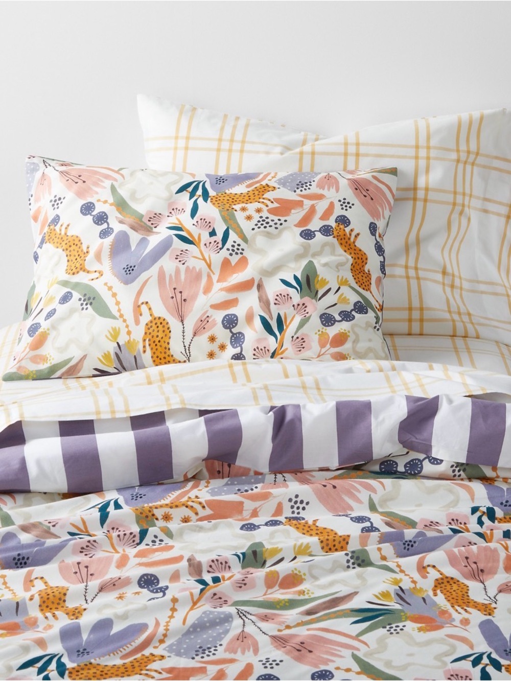 Crate & Kids - Leopard Floral Kids Twin Duvet Cover & Pillow Sham